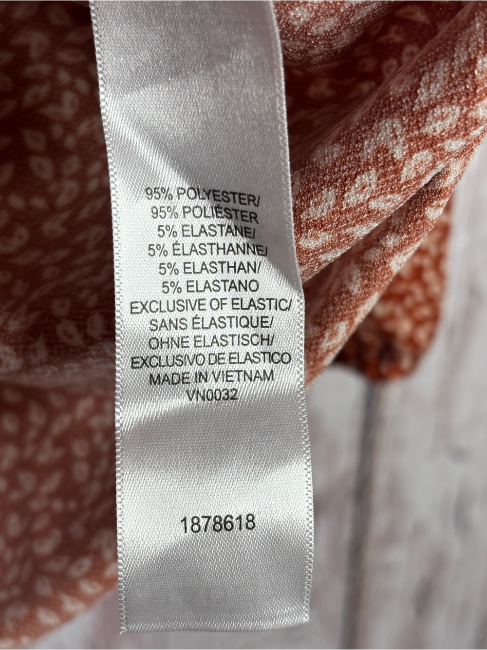 Adrianna Papell Women’s XL Rust Orange Blouse Leaf Print 3/4 Sleeves Shirred Top - Picture 5 of 14